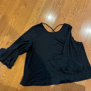 Lane Bryant Black Ruffle Sleeve Blouse
